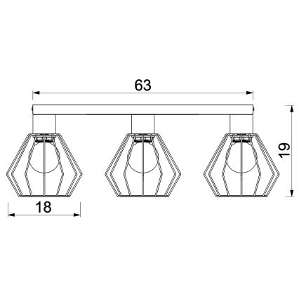 Akcentinis apšvietimas LETI 3xE27/15W/230V juoda