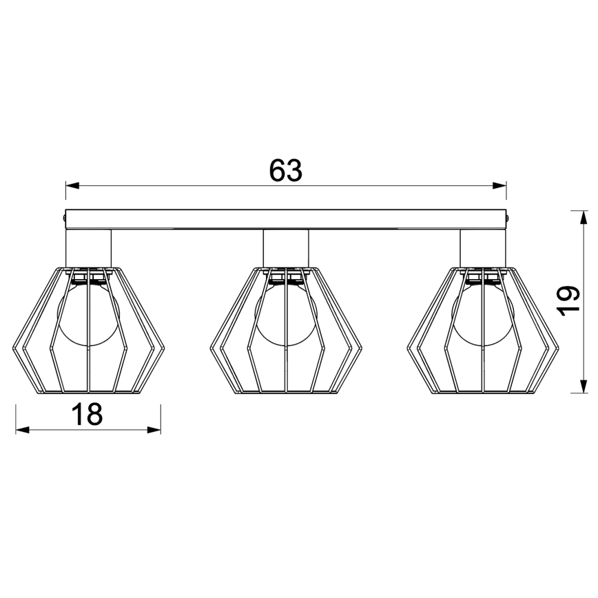 Akcentinis apšvietimas LETI 3xE27/15W/230V juoda