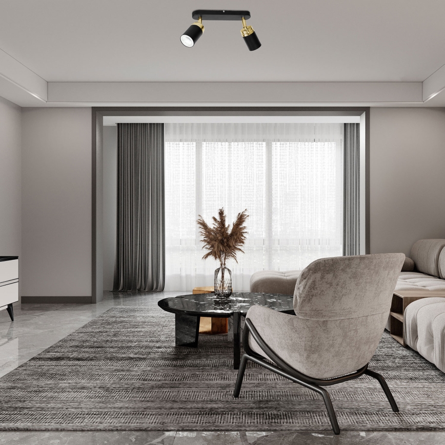 Akcentinis apšvietimas RENO 2xGU10/8W/230V juoda/auksas