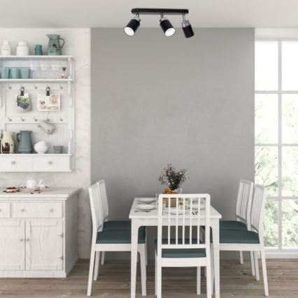 Akcentinis apšvietimas RENO 3xGU10/8W/230V juoda/blizgus chromas