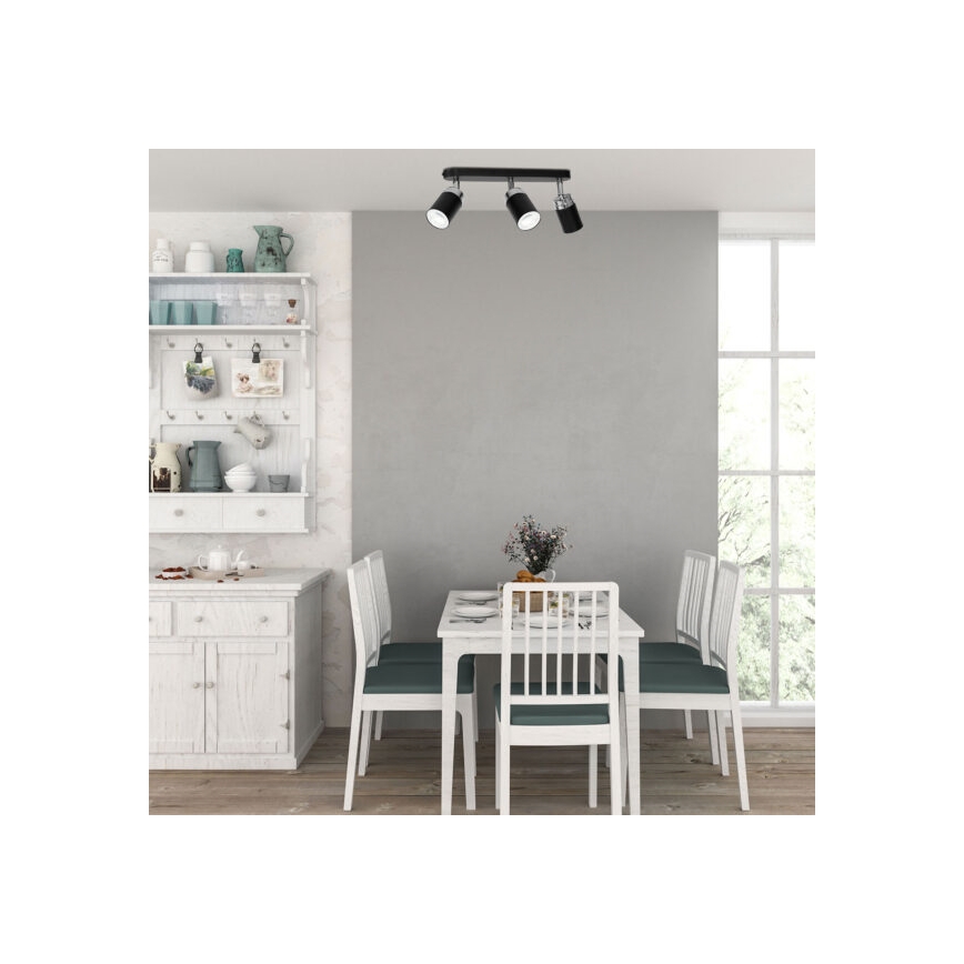 Akcentinis apšvietimas RENO 3xGU10/8W/230V juoda/blizgus chromas