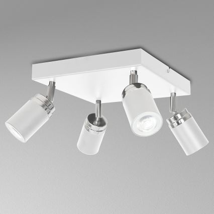 Akcentinis apšvietimas RENO 4xGU10/8W/230V balta/blizgus chromas
