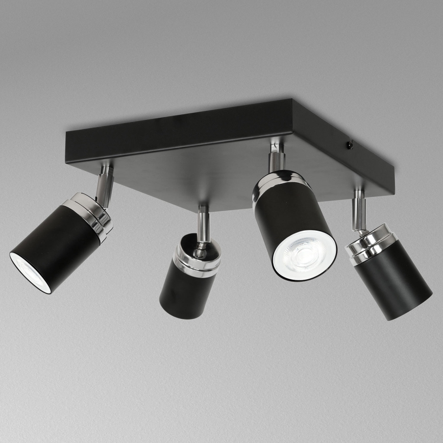 Akcentinis apšvietimas RENO 4xGU10/8W/230V juoda/blizgus chromas