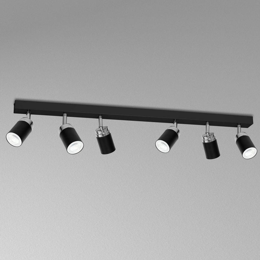 Akcentinis apšvietimas RENO 6xGU10/60W/230V juoda/blizgus chromas