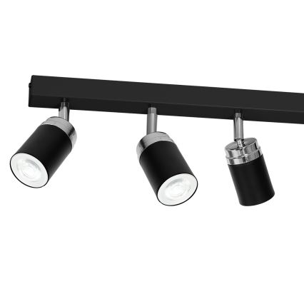 Akcentinis apšvietimas RENO 6xGU10/60W/230V juoda/blizgus chromas