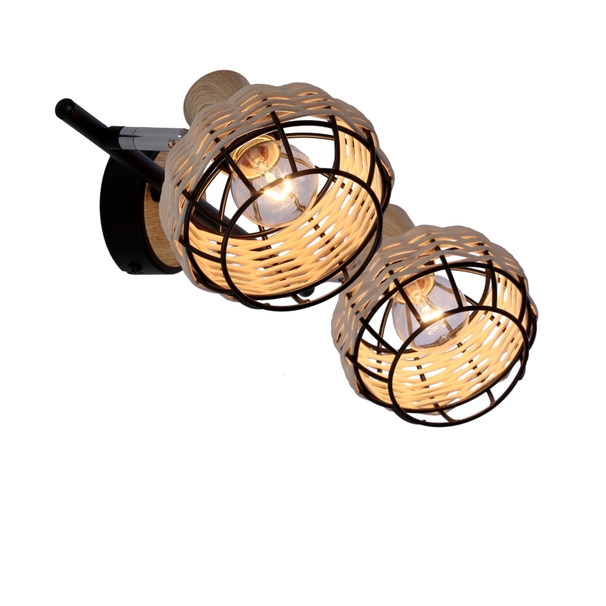 Akcentinis apšvietimas TAJGA 2xE14/40W/230V rotangas/juoda