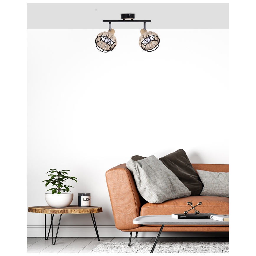 Akcentinis apšvietimas TAJGA 2xE14/40W/230V rotangas/juoda