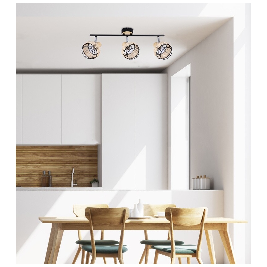Akcentinis apšvietimas TAJGA 3xE14/40W/230V rotangas/juoda