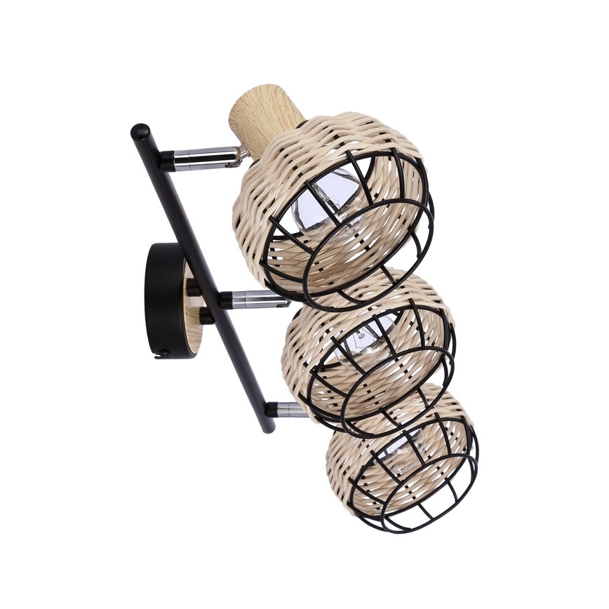 Akcentinis apšvietimas TAJGA 3xE14/40W/230V rotangas/juoda