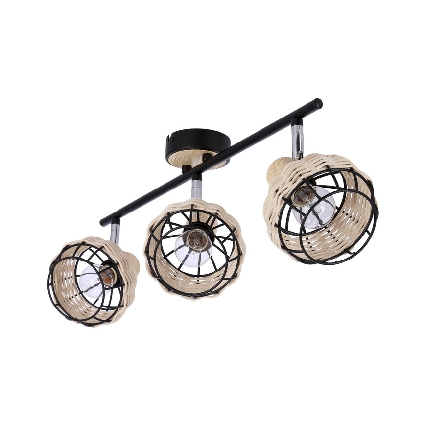 Akcentinis apšvietimas TAJGA 3xE14/40W/230V rotangas/juoda