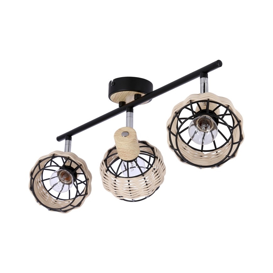 Akcentinis apšvietimas TAJGA 3xE14/40W/230V rotangas/juoda