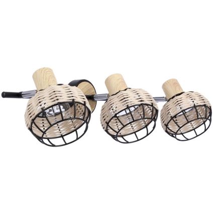 Akcentinis apšvietimas TAJGA 3xE14/40W/230V rotangas/juoda