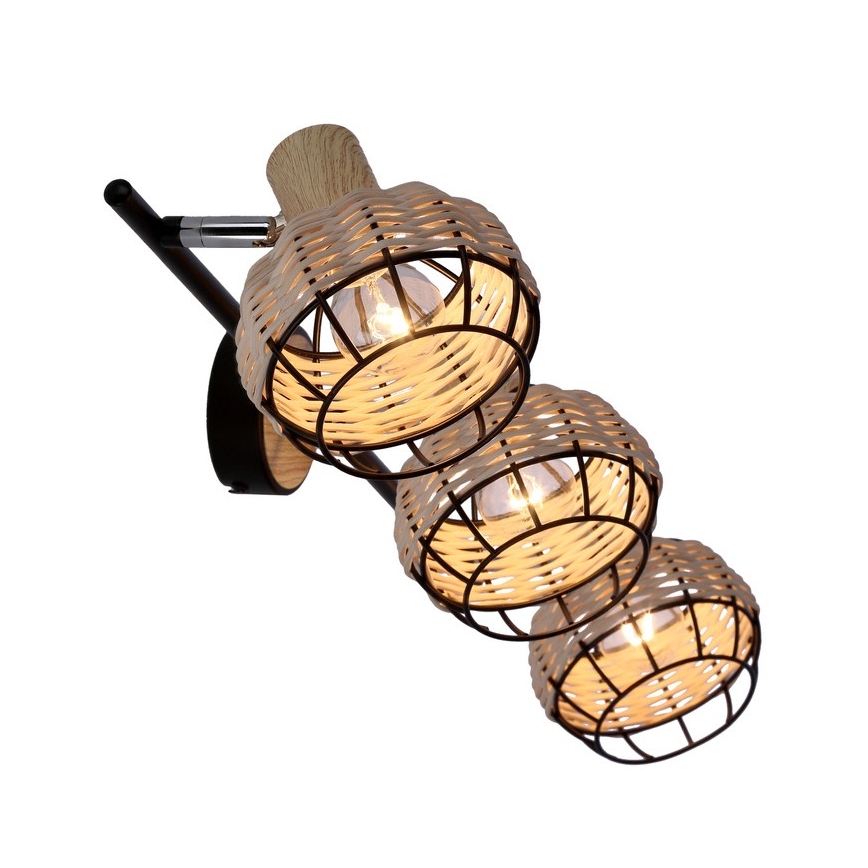 Akcentinis apšvietimas TAJGA 3xE14/40W/230V rotangas/juoda