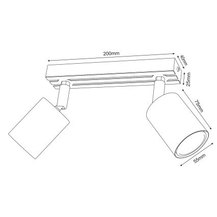Akcentinis apšvietimas TERRA 2xGU10/8W/230V juoda/ąžuolas