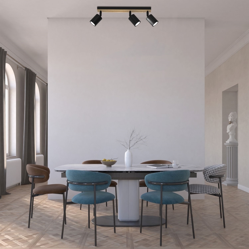 Akcentinis apšvietimas TERRA 3xGU10/8W/230V juoda/ąžuolas
