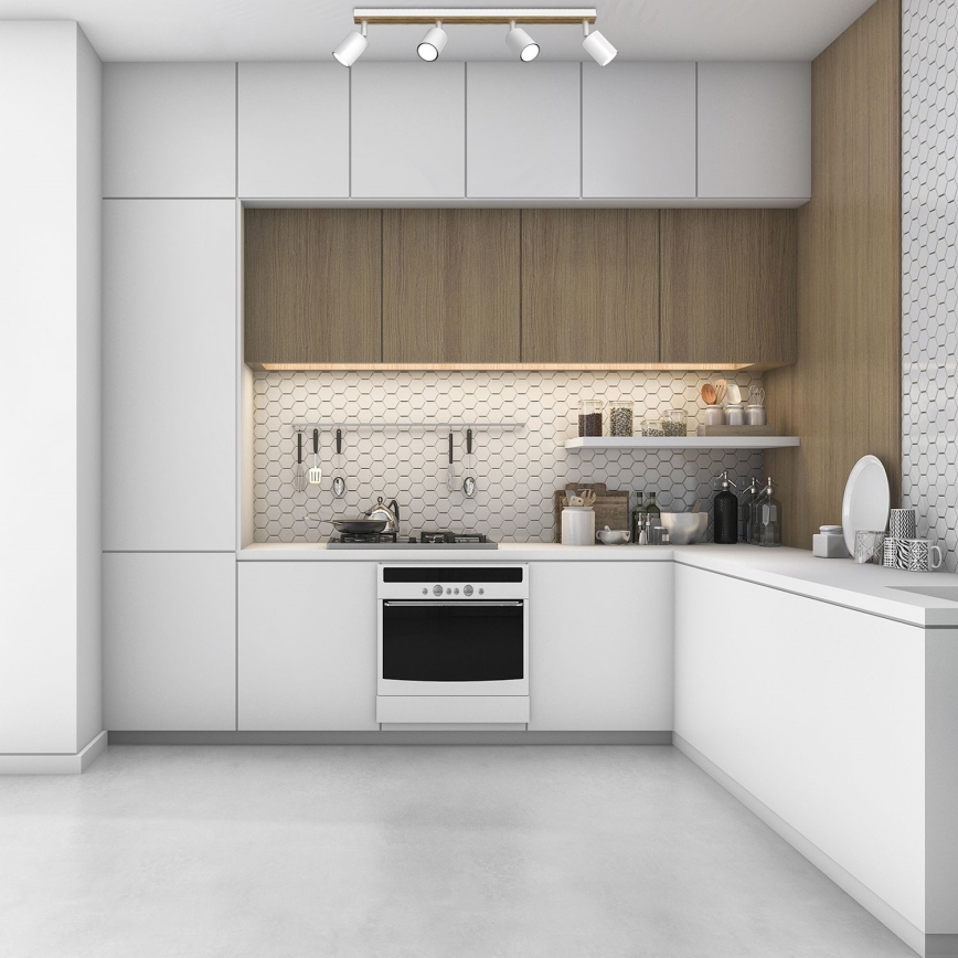 Akcentinis apšvietimas TERRA 4xGU10/8W/230V balta/ąžuolas
