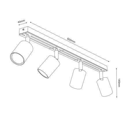 Akcentinis apšvietimas TERRA 4xGU10/8W/230V juoda/ąžuolas