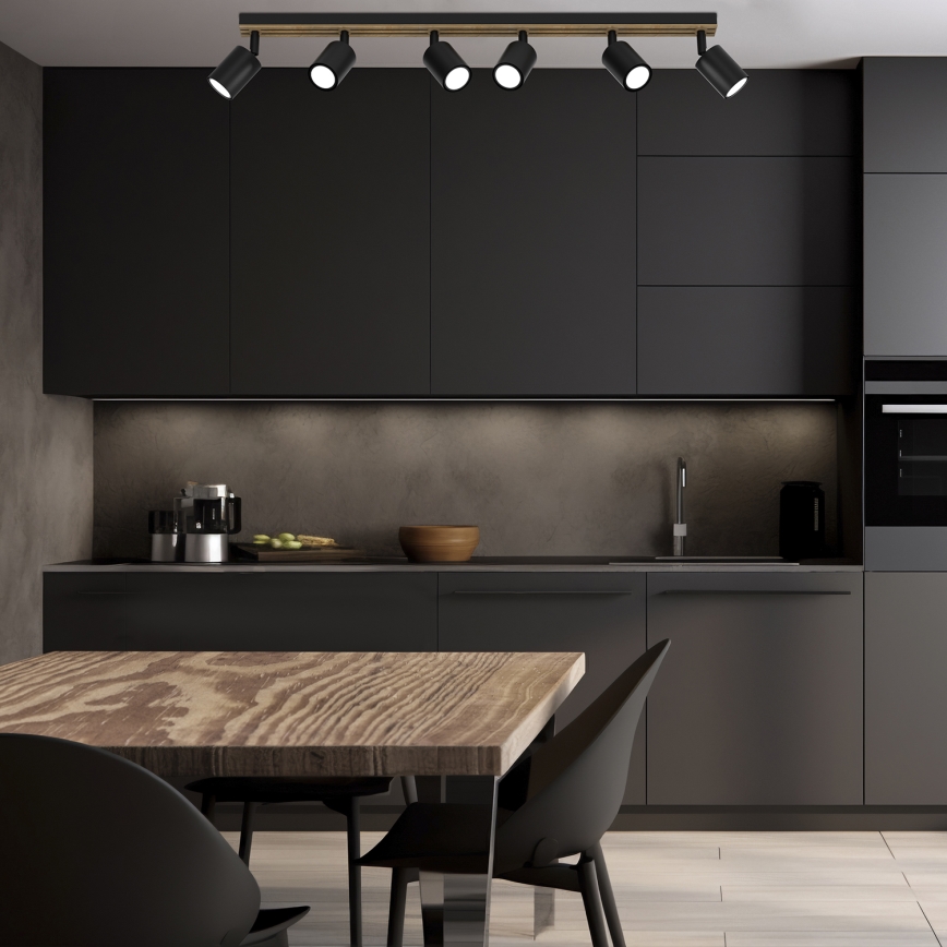Akcentinis apšvietimas TERRA 6xGU10/8W/230V juoda/ąžuolas