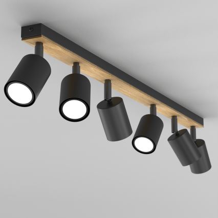Akcentinis apšvietimas TULON 6xGU10/8W/230V juoda/ąžuolas
