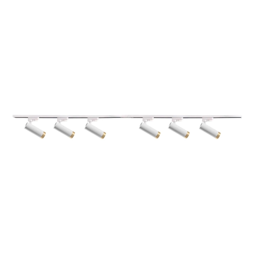 Akcentinis šviestuvas bėgių sistemai FADO 6xGU10/10W/230V + 2x1 m bėgių sistema balta