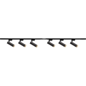 Akcentinis šviestuvas bėgių sistemai FADO 6xGU10/10W/230V + 2x1 m bėgių sistema juoda
