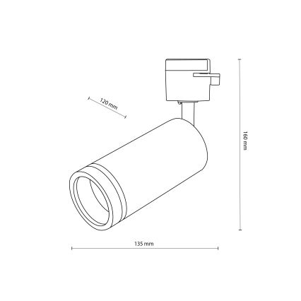 Akcentinis apšvietimas 1-fazės bėgių sistemai JET RING 1xGU10/10W/230V juoda