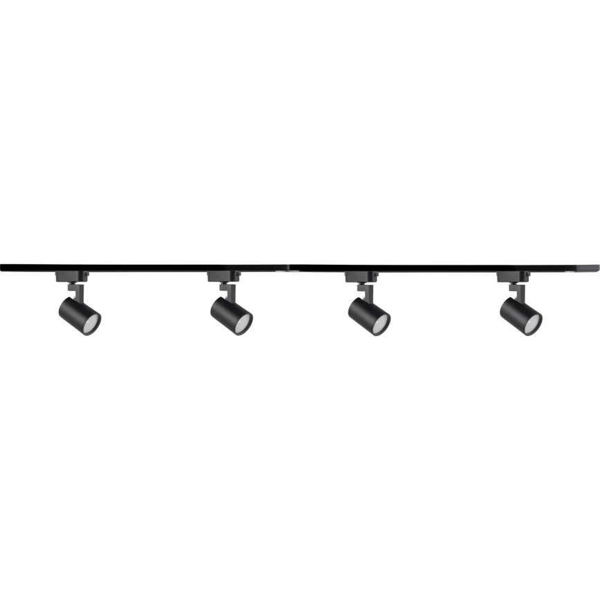 Akcentinis šviestuvas bėgių sistemai LYNX 4xGU10/10W/230V + 2 x 75 cm bėgių sistema juoda