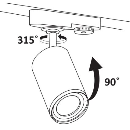 Akcentinis šviestuvas bėgių sistemai PARYŽIUS 3xGU10/10W/230V + 1 m bėgis sistema juoda