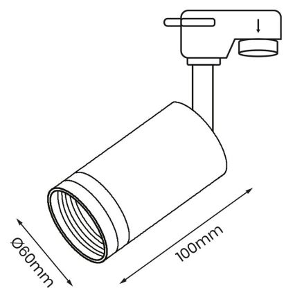 Akcentinis šviestuvas bėgių sistemai PIPE 1xGU10/25W/230V baltas