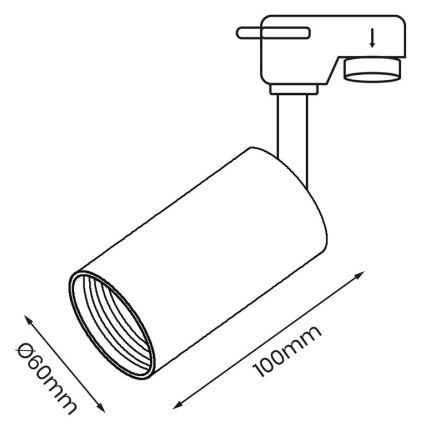 Akcentinis šviestuvas bėgių sistemai PIPE 1xGU10/25W/230V baltas