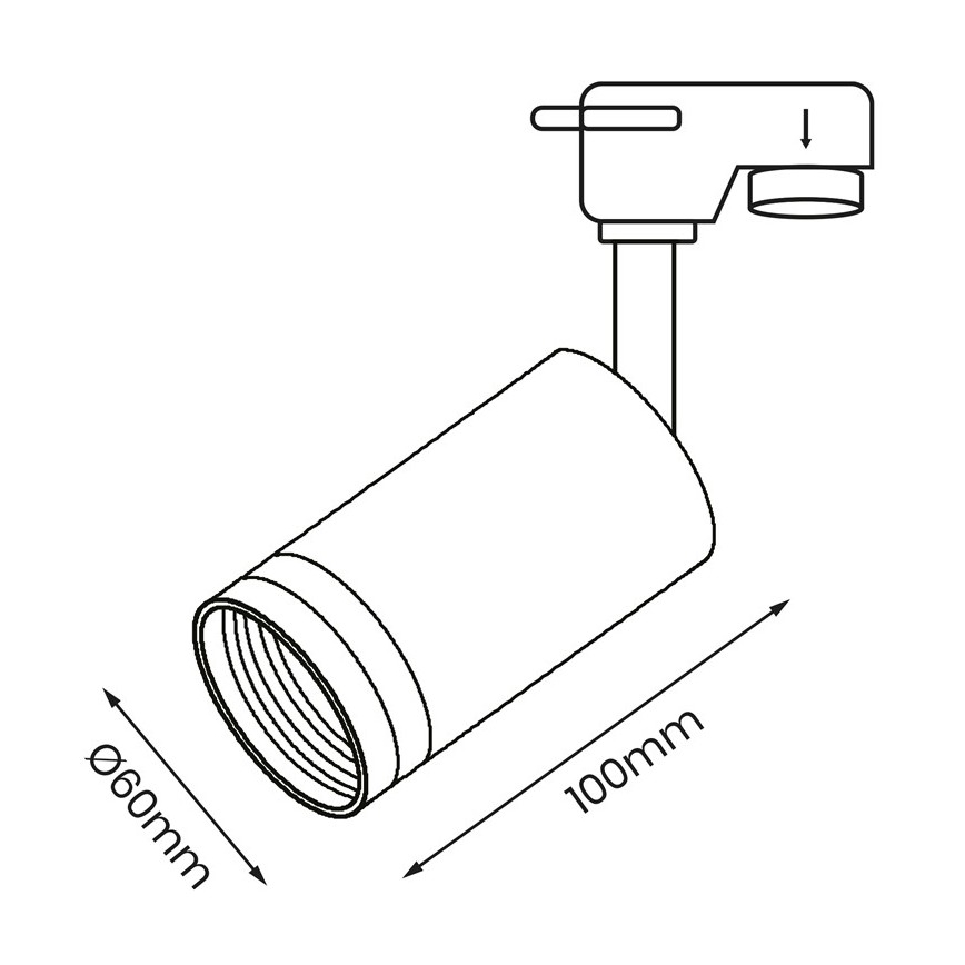 Akcentinis šviestuvas bėgių sistemai PIPE 1xGU10/25W/230V juodas