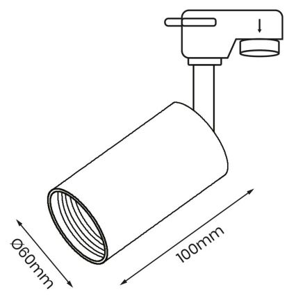 Akcentinis šviestuvas bėgių sistemai PIPE 1xGU10/25W/230V juodas