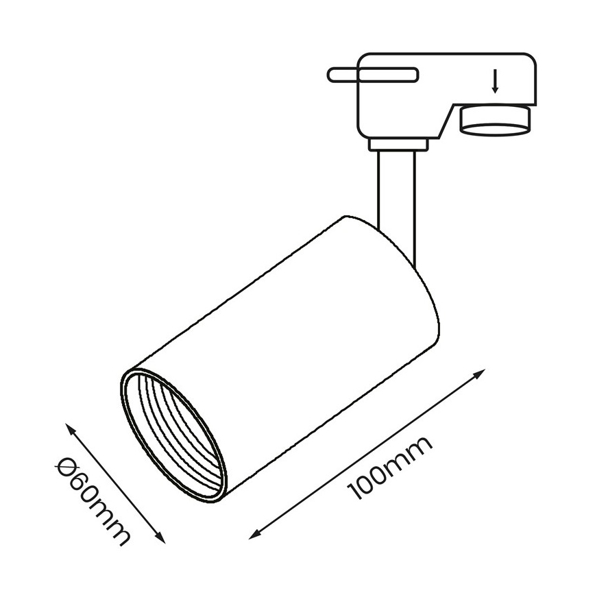 Akcentinis šviestuvas bėgių sistemai PIPE 1xGU10/25W/230V juodas