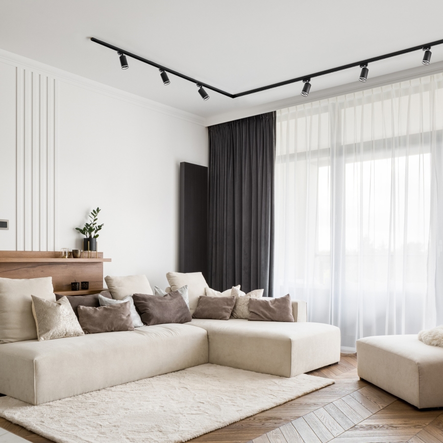 Akcentinis šviestuvas bėgių sistemoje 8xGU10/25W/230V 4 m juoda