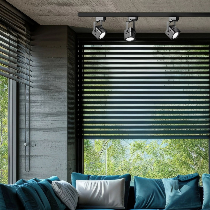 Akcentinis šviestuvas bėgių sistemoje VIENNA 3xGU10/10W/230V juoda