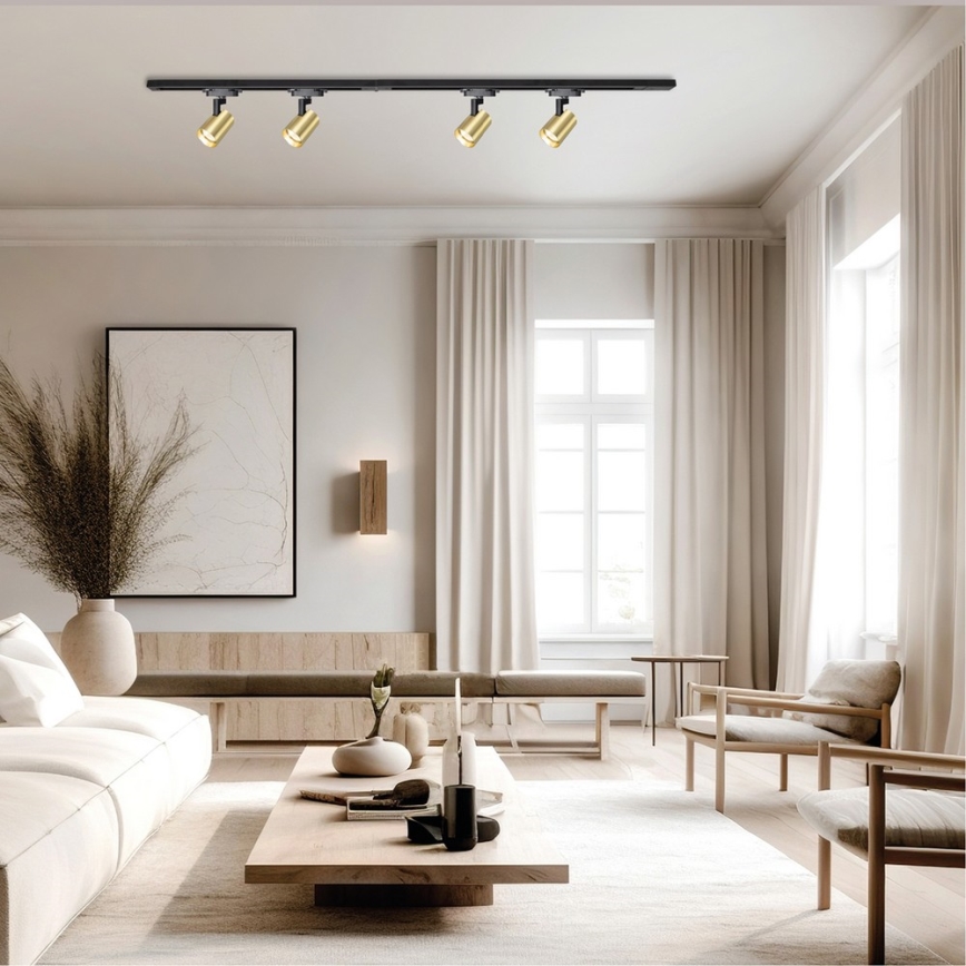 Akcentinis šviestuvas bėgių sistemoje VOLF 4xGU10/10W/230V auksas/juoda