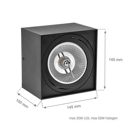 Akcentinis šviestuvas CHLOE AR111 1xGU10/50W/230V kampinis juodas