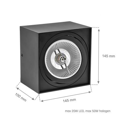 Akcentinis šviestuvas CHLOE AR111 1xGU10/50W/230V kampinis juodas