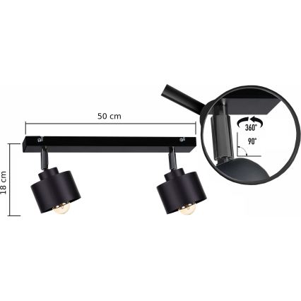 Akcentinis šviestuvas SIMPLY BLACK 2xE27/60W/230V
