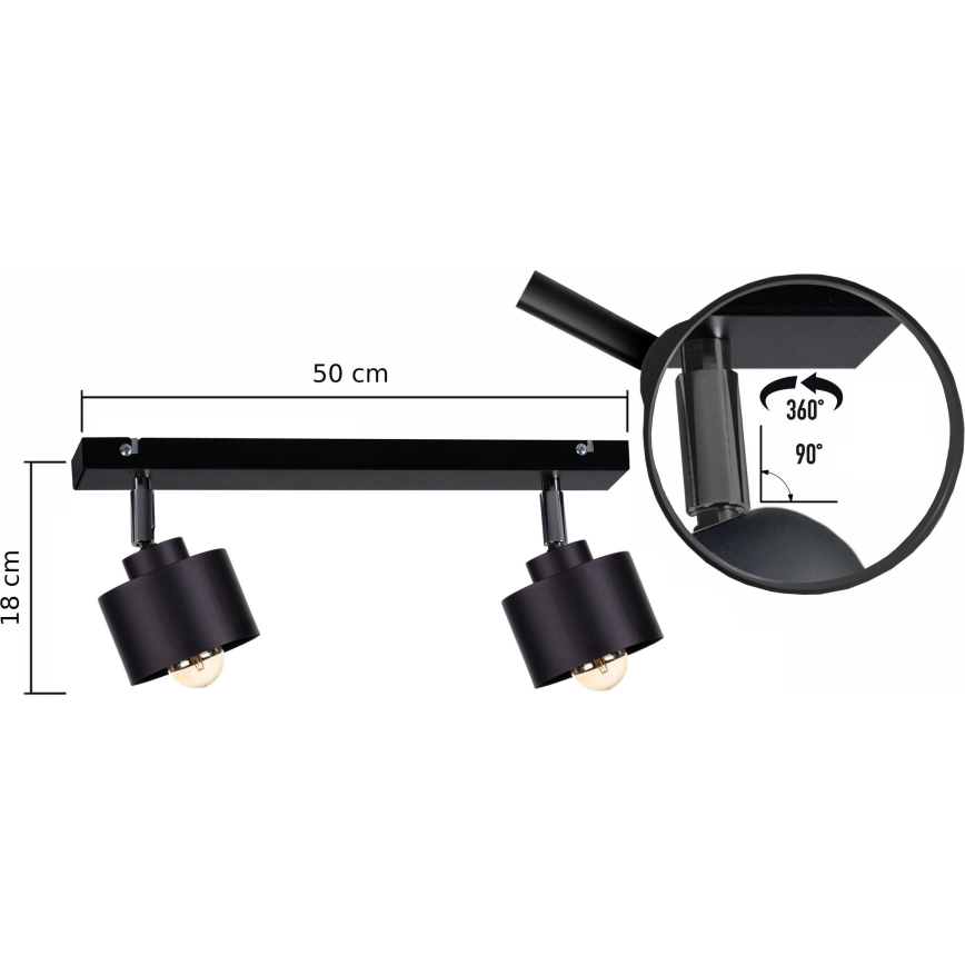Akcentinis šviestuvas SIMPLY BLACK 2xE27/60W/230V