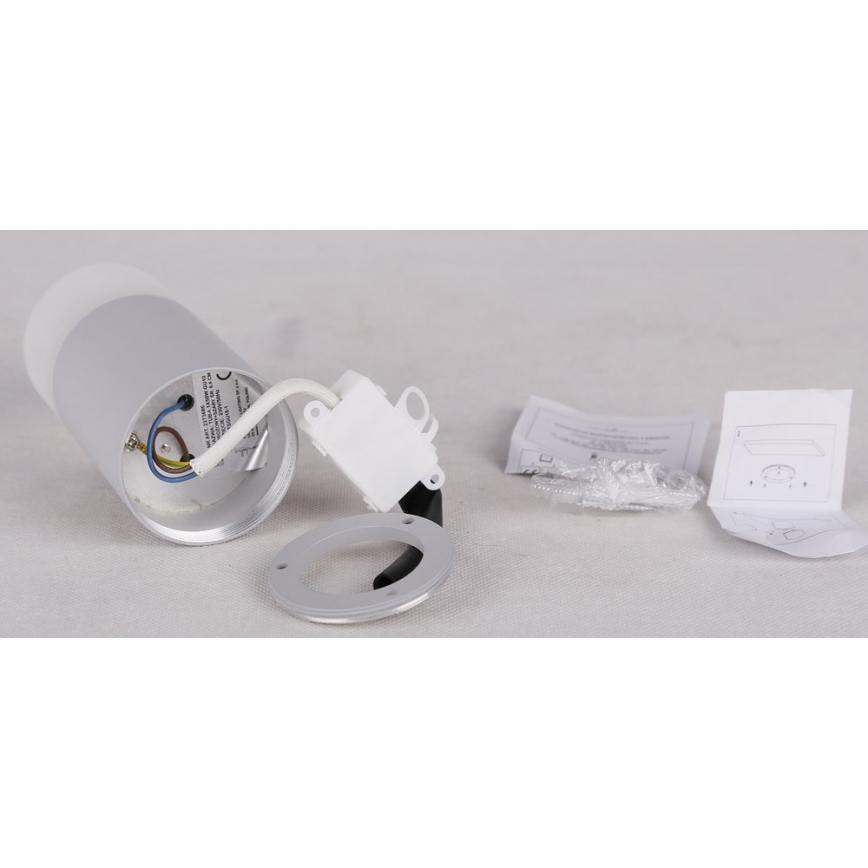 Akcentinis šviestuvas TUBA 1xGU10/15W/230V pilkas/baltas