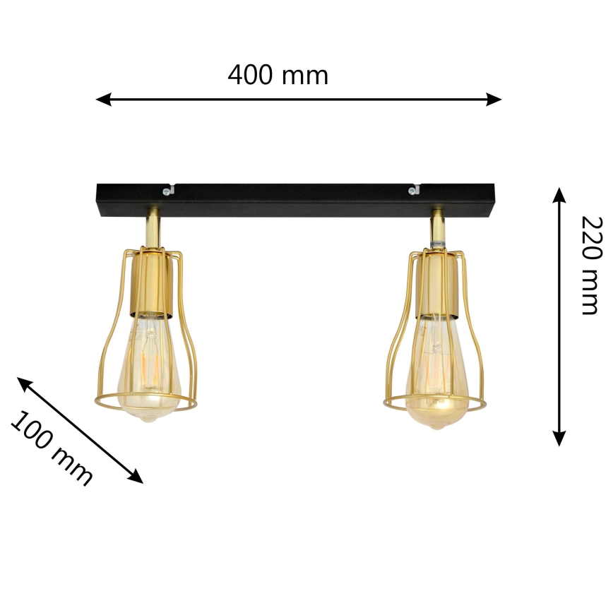 Akcentinis šviestuvas TUBE 2xE27/15W/230V aukso/juodas