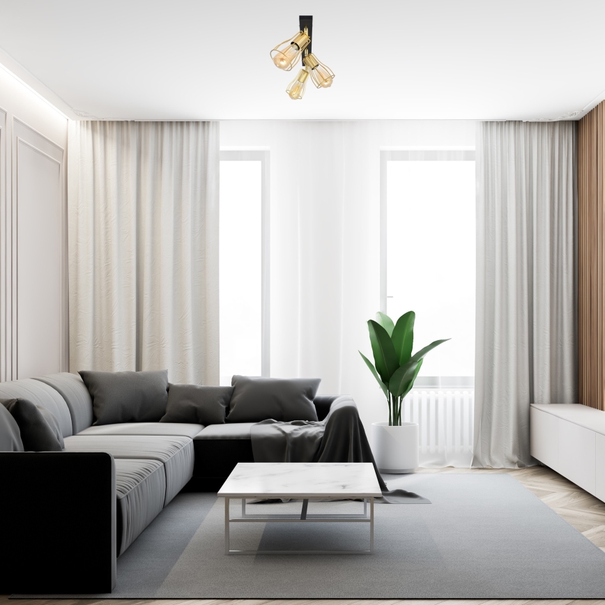 Akcentinis šviestuvas TUBE 3xE27/15W/230V aukso/juodas
