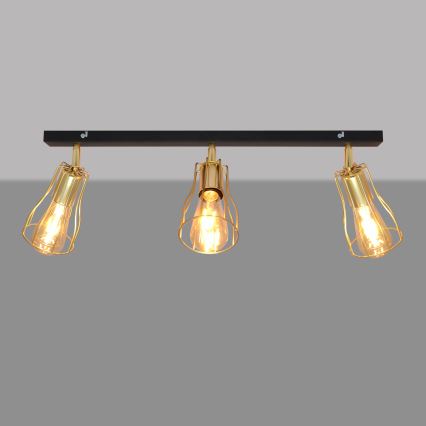 Akcentinis šviestuvas TUBE 3xE27/15W/230V aukso/juodas