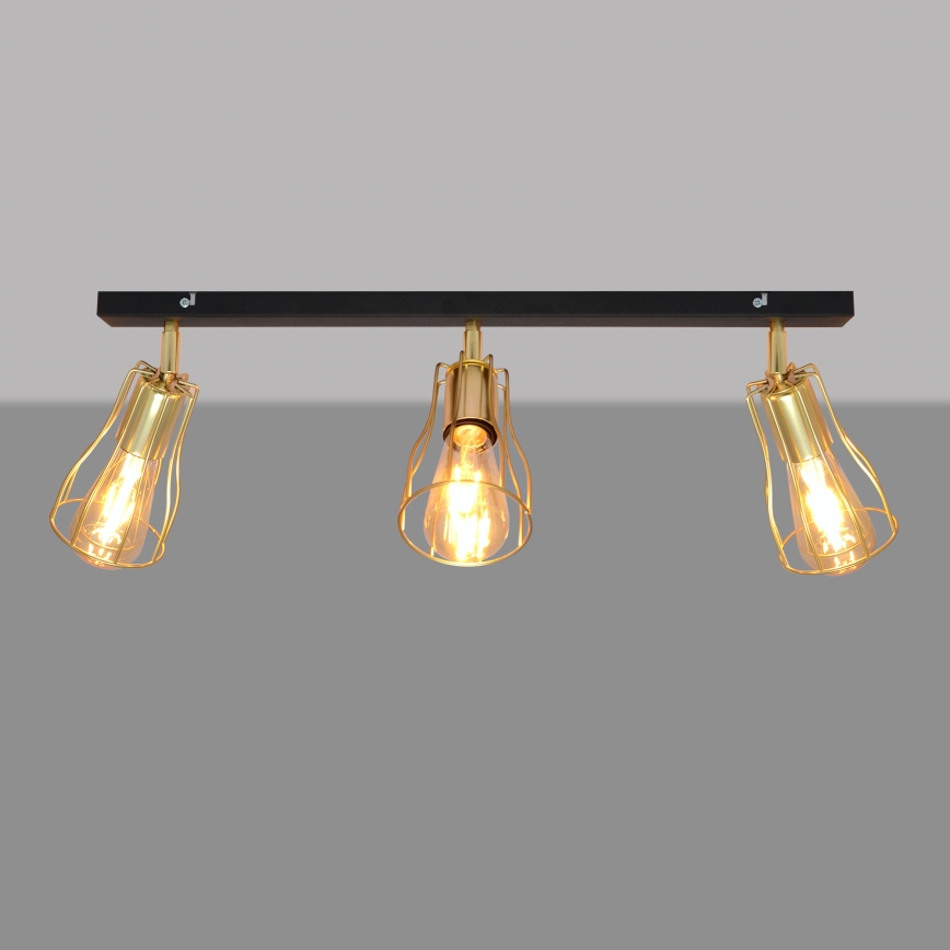 Akcentinis šviestuvas TUBE 3xE27/15W/230V aukso/juodas