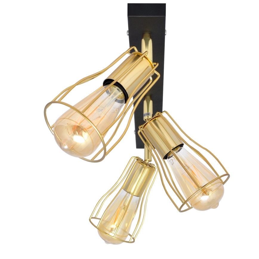 Akcentinis šviestuvas TUBE 3xE27/15W/230V aukso/juodas