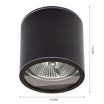 Akcentinis vonios šviestuvas CHLOE AR111 1xGU10/15W/230V IP44 apvalus juoda
