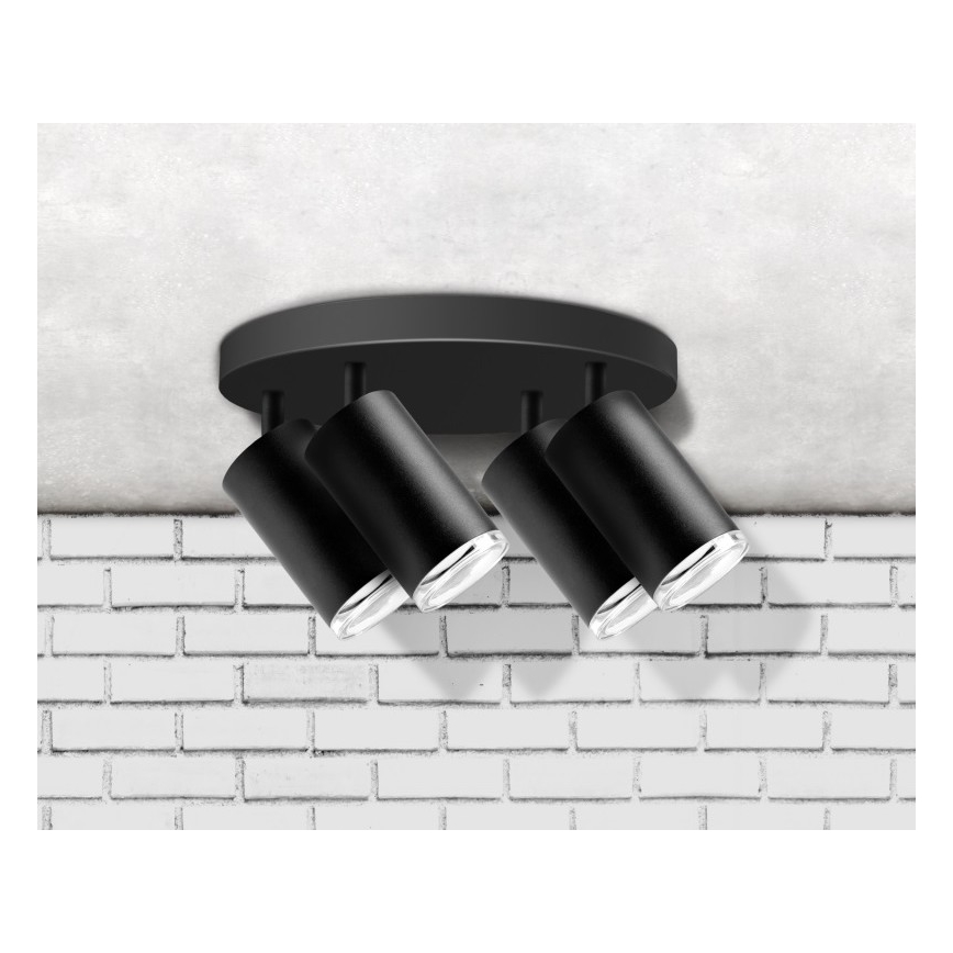 Akcentinis vonios šviestuvas TURYN 4xGU10/10W/230V IP44 juoda