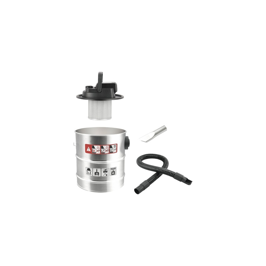 Akumuliatorinis pelenų siurblys su HEPA filtru 12 l 110W/18V 2000 mAh matinis chromas
