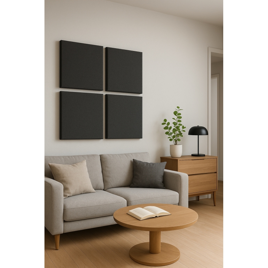 Akustinė plokštė SILENCE 58x58 cm antracito spalvos